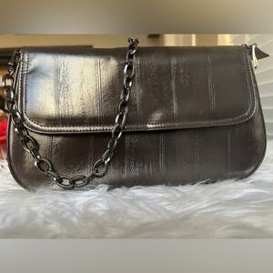 Leslie Fay Vintage brown detachable chain strap Leather shoulder bag